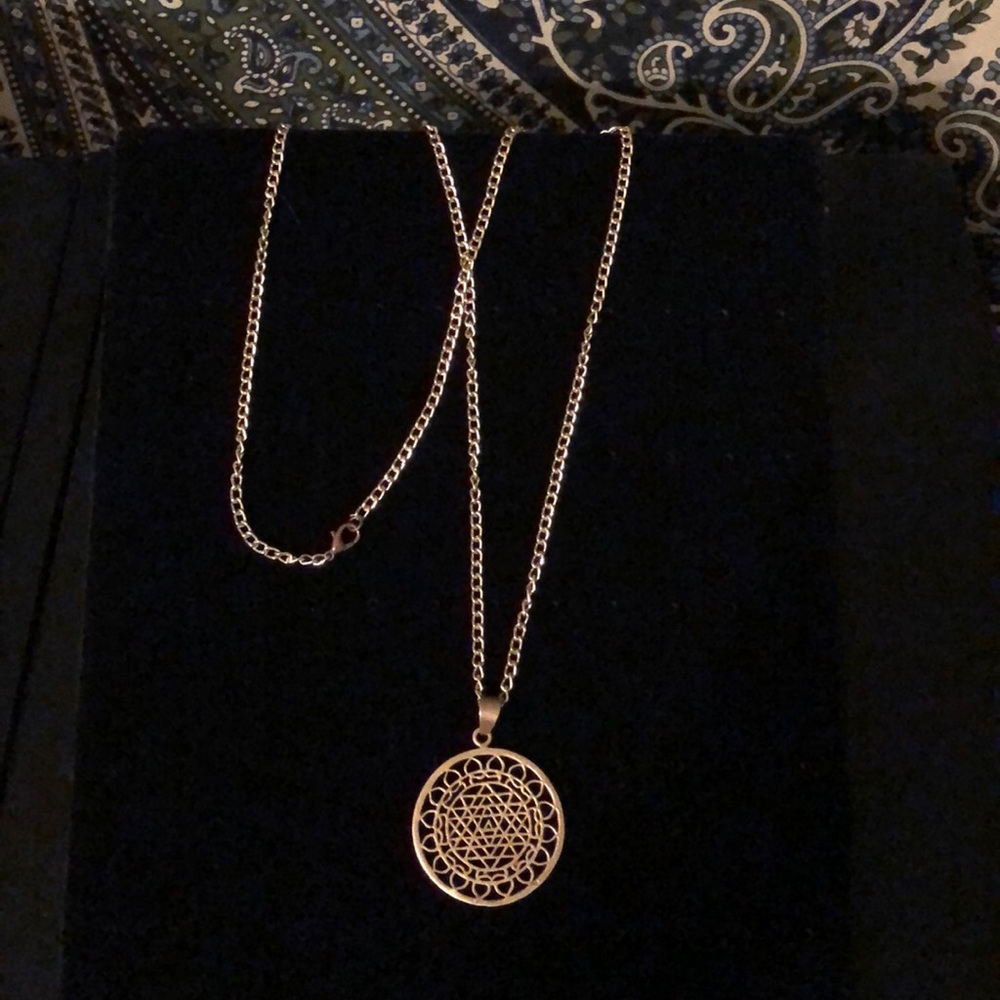sacred geometry antique brass pendant